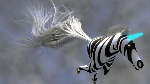 Zebra, Vienaragis, Blenderis, 3D Render, Violetinė Sulčių Grafika