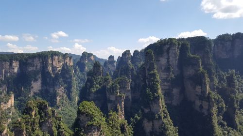 Zhangjiajie, Mėlynas Dangus Ir Balti Debesys, Akmens Miškas, Avatar, Miškai, Gamtos Parkas, Geoparkas, Hunan