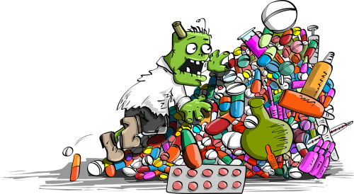 Zombie, Tabletės, Sumušimas, Kalnas, Vaistas, Tabletes, Lemputė, Animacinis Filmas