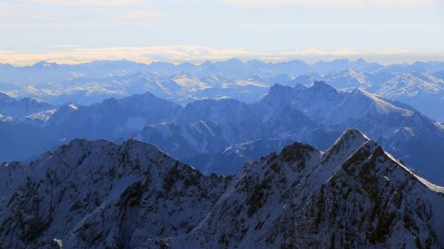 Zugspitze, Panorama, Saulės Šviesa, Kalnai, Alpės, Alpių, Alpių Kalnai, Aukštas Kalnas