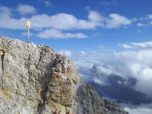 Zugspitze, Kalnai, Alpių, Kalnas, Bavarija, Alpinizmas, Įvedimas, Steinig, Viršūnių Susitikimas, Kirsti, Aukščiausiojo Lygio Susitikimas, Debesys, Dangus, Pakilti