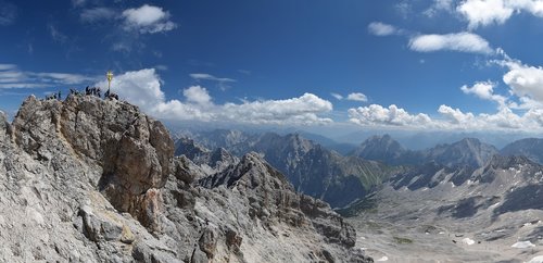 Zugspitze,  Panorama,  Alpine,  Kalnai,  Vokietija,  Summit,  Tolimas Vaizdas,  Zugspitze Masyvas