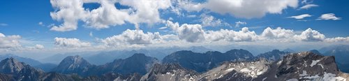Zugspitze,  Alpine,  Rokas,  Panorama,  Dangus,  Zugspitze Masyvo,  Nustatyti,  Tolimas Vaizdas,  Vokietija