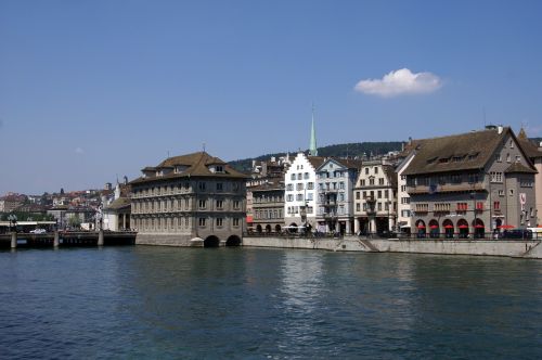 Zurich, Šveicarijos Šveicarija, Upė, Miesto Namai, Paminklai, Seni Pastatai, Senamiestis